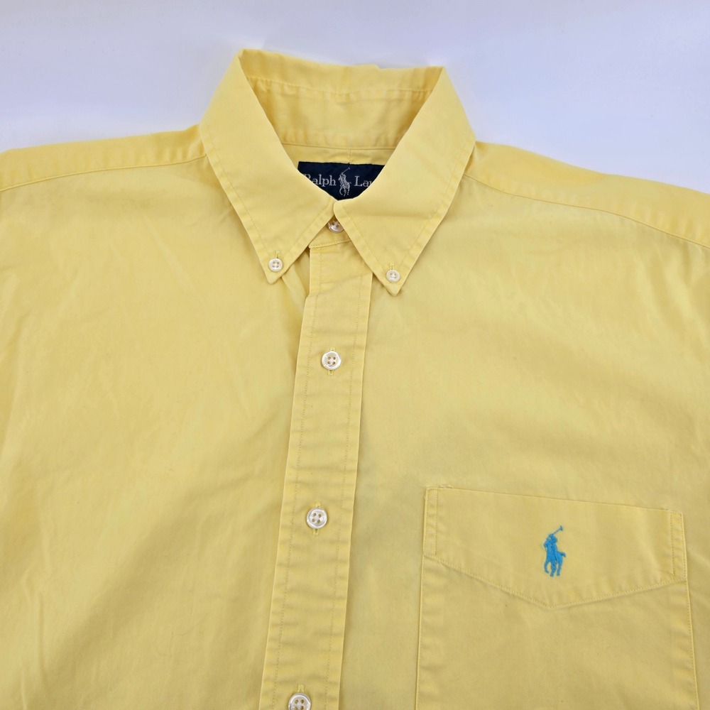 Ralph Lauren Blake Shirt Mens Short Sleeve Cotton Button Down Yellow‎ Medium